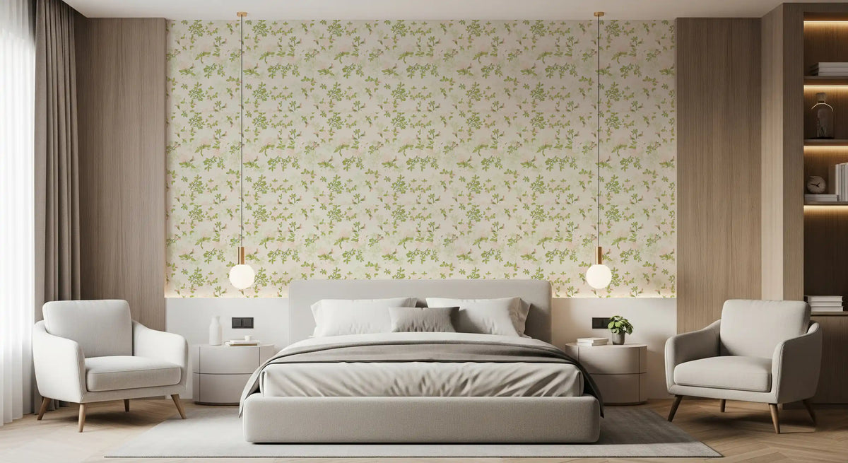 Soft Blush Petal Meadow Wallpaper⁠