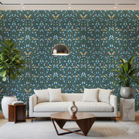 Carta da parati William Morris con fiori di ciliegio blu