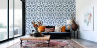 Papier peint à motif de grille de mosaïque bleue minimaliste⁠