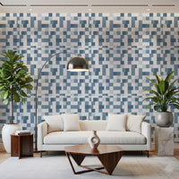 Papier peint à motif de grille de mosaïque bleue minimaliste⁠