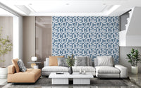 Papier peint à motif de grille de mosaïque bleue minimaliste⁠