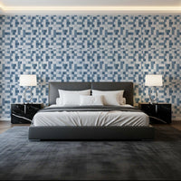 Papier peint à motif de grille de mosaïque bleue minimaliste⁠