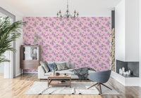 Tapete mit zartem Blumenmuster und Blüten