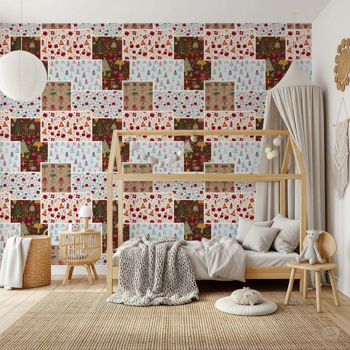 Papier peint Patch de Noël champêtre⁠