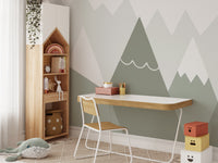 Soft Colored Kids Room Mountain Design Wallpaper - Giffywalls