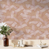 Neutral wall mural with cozy textured stripe design

