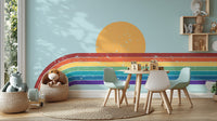 Vintage rainbow stripes mural wallpaper
