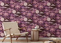 Dreamy garden wall murals in purple