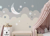 Shining Stars With Moon Children Wallpaper Murals - Giffywalls
