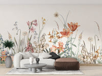Floral Hand Painted Wallpaper Murals - Giffywalls
