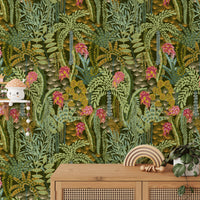 Emerald Jungle Melody wallpaper with rich green jungle tones.
