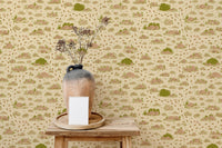 Warm brown wall mural with grassy textures.