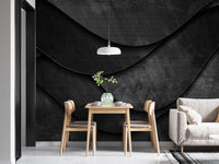 Black Grunge 3D Waves Corporate Wallpaper Mural - Giffywalls