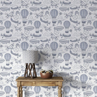 Peel and stick wallpaper with vintage planes in flight

