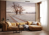 Wandbild „Nebeliger Morgen auf der Wiese“
