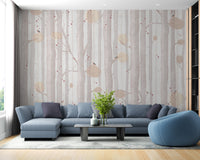 Cream Color Tree Wallpaper Mural - Giffywalls