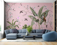 Pink Floral Peel and Stick Wallpaper
