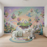Mural de pared de Islas Flotantes Mágicas y Amigos Míticos