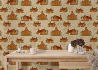 Cozy cottages wallpaper mural for a nostalgic, storybook charm.
