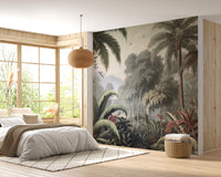 Vibrant forest trees wallpaper mural art
