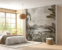 Depicting Cense Green Vintage Forest Peel & Stick Wallpaper Mural - Giffywalls