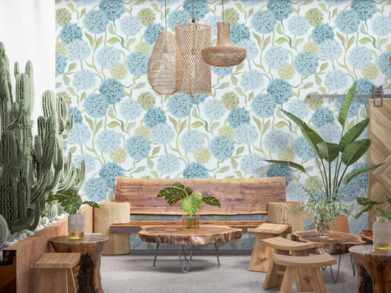 Dreamy Pastel Hydrangea Garden Wallpaper⁠