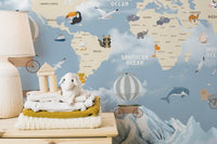 Fantasy-inspired world map mural for nursery
