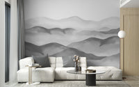 Elegant grey mountain wallpaper for modern interiors