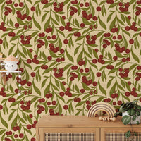 Vibrant autumn berries red wallpaper for cozy seasonal decor.

