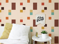 Timeless Vintage Tiles Beige Color Wallpaper