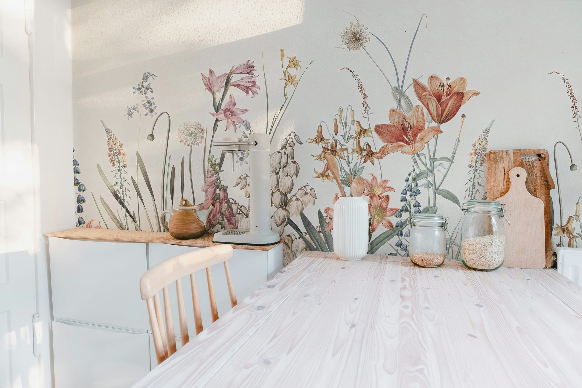 Floral Hand Painted Wallpaper Murals - Giffywalls