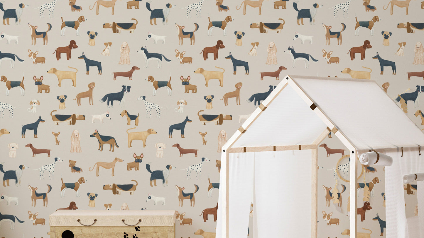 Beige Cute Dogs Wallpaper