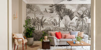 Action-packed jungle wallpaper mural for creative spaces.
