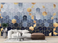 Hexagonal Ombre Gold Wallpaper Mural - Giffywalls