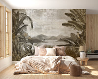 Depicting Cense Green Vintage Forest Peel & Stick Wallpaper Mural - Giffywalls