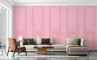 Soft Pink Wood Plank Mural Design
