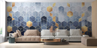 Hexagonal Ombre Gold Wallpaper Mural - Giffywalls