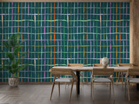 Handdrawn lines design in rich dark green tones
