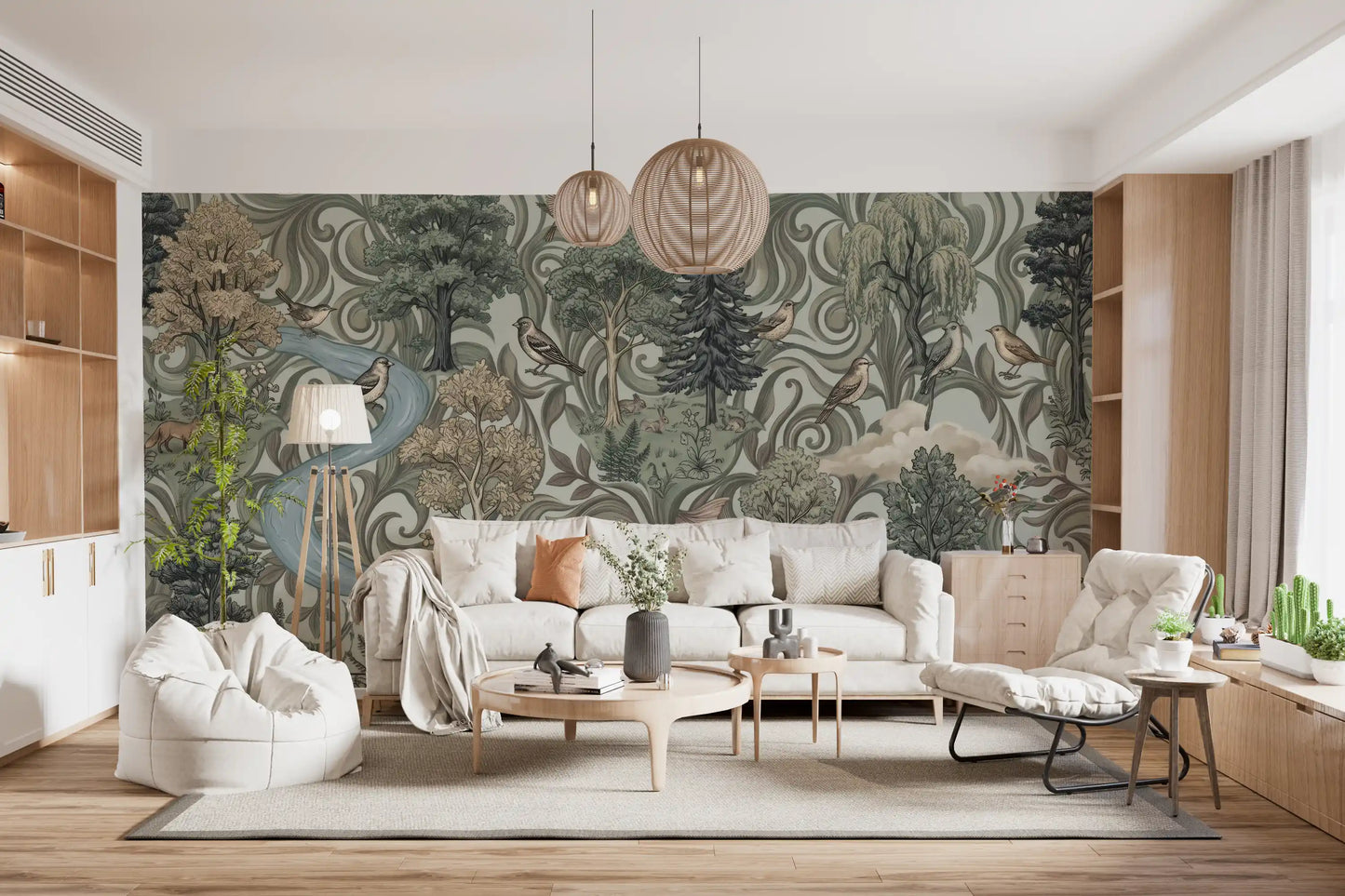 Misty Forest River Escape Wall Mural