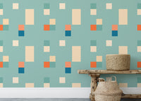 Vintage charm Vintage Tiles Blue Color Wallpaper