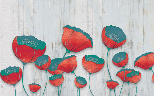 Blooming 3D Red Floral Wallpaper väggmålning