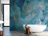 Alcohol Ink Art Blue Wallpaper Mural - Giffywalls