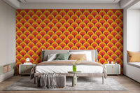 Modern orange arch pattern wallpaper design