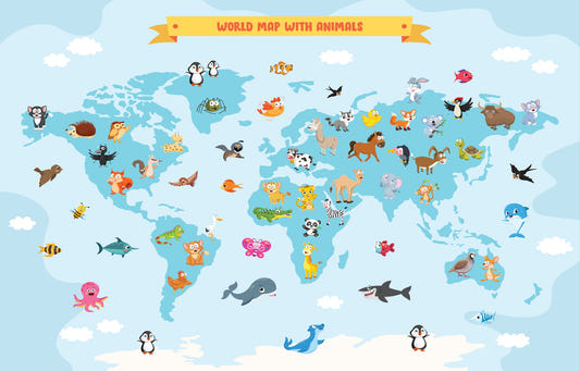 Fond d'écran de carte du monde animal