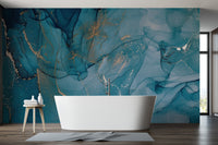 Alcohol Ink Art Blue Wallpaper Mural - Giffywalls