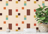 Retro Vintage Tiles Beige Color Wallpaper design