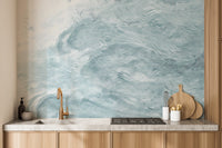 Blue waves watercolor mural design for interiors