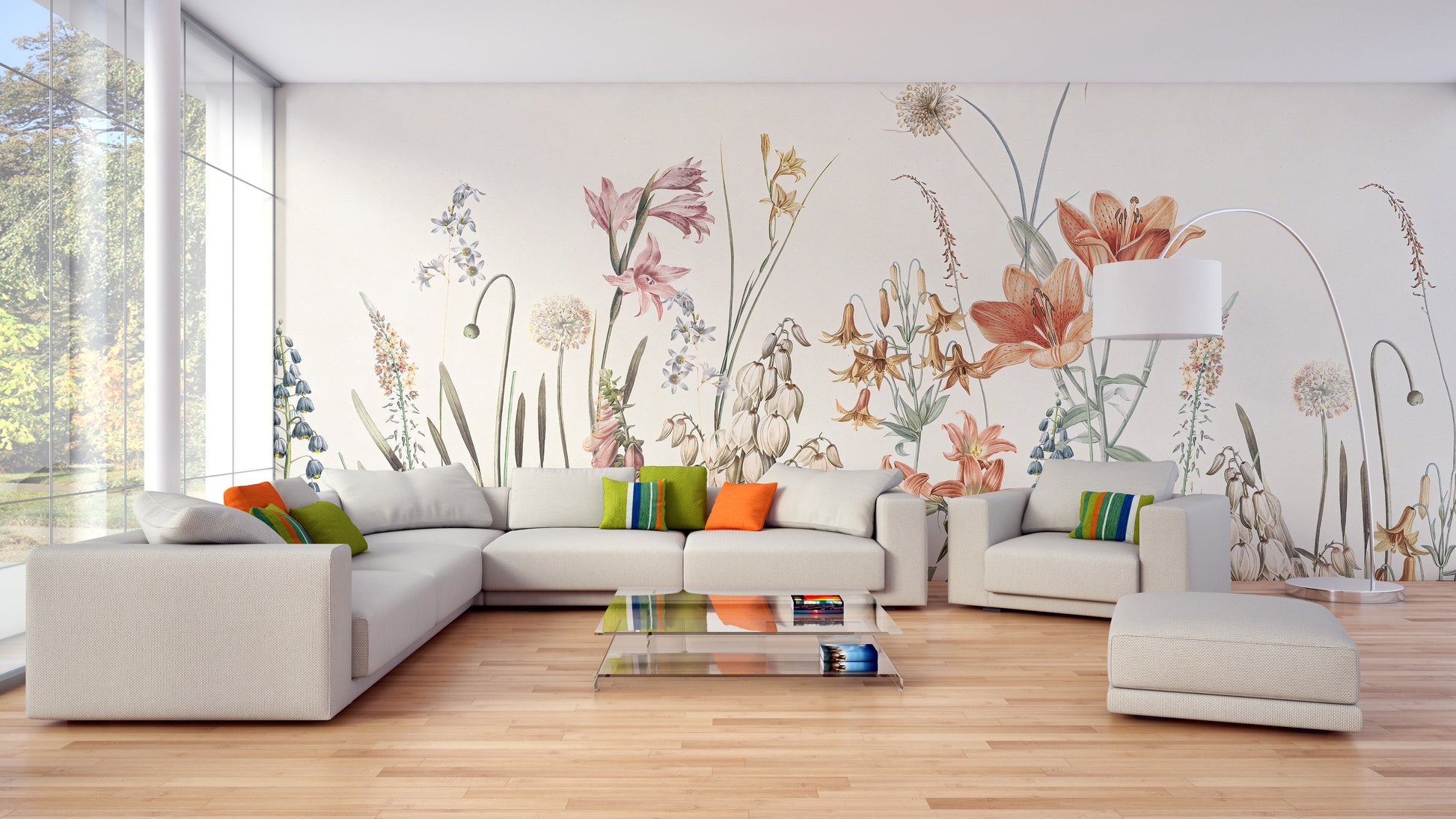 Floral Hand Painted Wallpaper Murals - Giffywalls