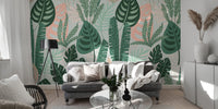 Bold Green Leaf Pattern Wall Mural
