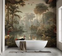Tropical Coral Island Vintage Wallpaper Mural - Giffywalls